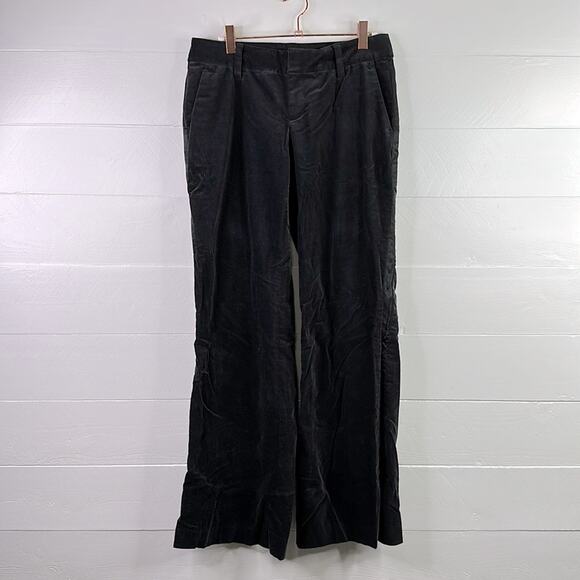 BANANA REPUBLIC Black Velvet Stretch Wide Leg Mid Rise Dress Pants Size 4 - Picture 1 of 11